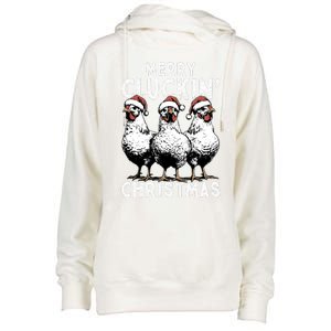 Merry Cluckin Christmas Funny Christmas Graphic Womens Funnel Neck Pullover Hood