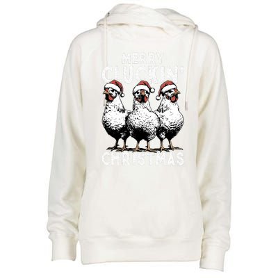 Merry Cluckin Christmas Funny Christmas Graphic Womens Funnel Neck Pullover Hood