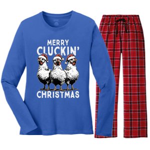 Merry Cluckin Christmas Funny Christmas Graphic Women's Long Sleeve Flannel Pajama Set 