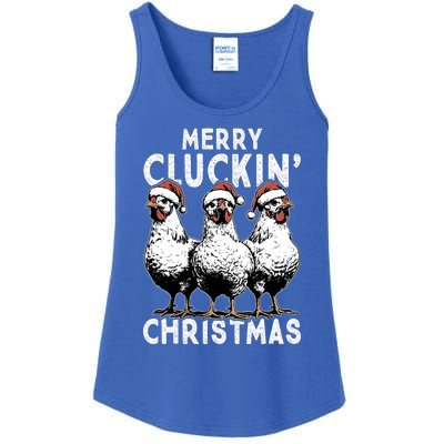 Merry Cluckin Christmas Funny Christmas Graphic Ladies Essential Tank