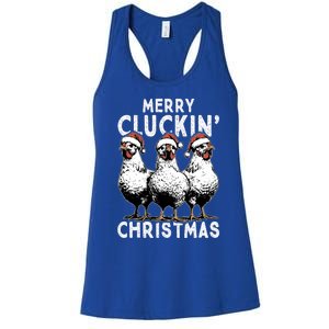 Merry Cluckin Christmas Funny Christmas Graphic Women's Racerback Tank