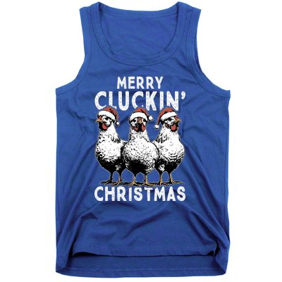 Merry Cluckin Christmas Funny Christmas Graphic Tank Top