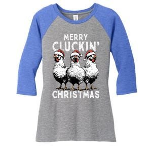 Merry Cluckin Christmas Funny Christmas Graphic Women's Tri-Blend 3/4-Sleeve Raglan Shirt