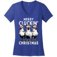 Merry Cluckin Christmas Funny Christmas Graphic Women's V-Neck T-Shirt