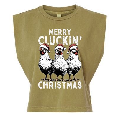 Merry Cluckin Christmas Funny Christmas Graphic Garment-Dyed Women's Muscle Tee