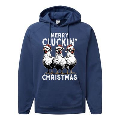 Merry Cluckin Christmas Funny Christmas Graphic Performance Fleece Hoodie