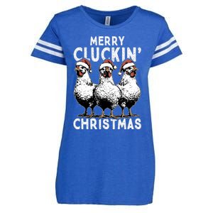 Merry Cluckin Christmas Funny Christmas Graphic Enza Ladies Jersey Football T-Shirt