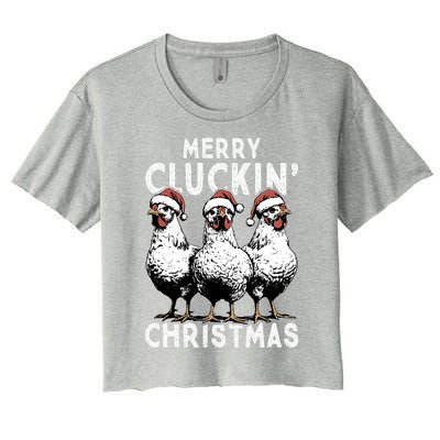 Merry Cluckin Christmas Funny Christmas Graphic Women's Crop Top Tee