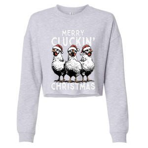 Merry Cluckin Christmas Funny Christmas Graphic Cropped Pullover Crew