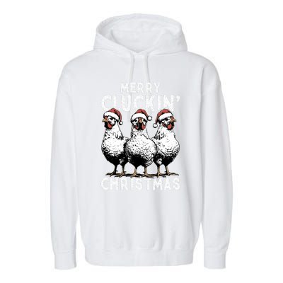 Merry Cluckin Christmas Funny Christmas Graphic Garment-Dyed Fleece Hoodie