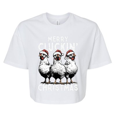 Merry Cluckin Christmas Funny Christmas Graphic Bella+Canvas Jersey Crop Tee