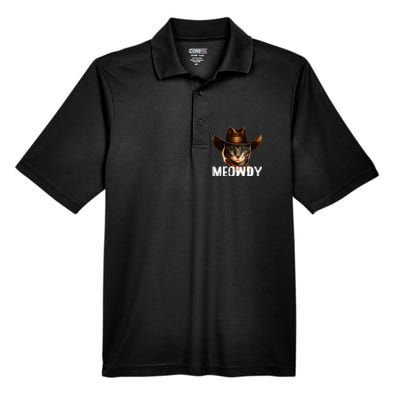 Meowdy Cat Cowboy Funny Cat Meme Men's Origin Performance Piqué Polo