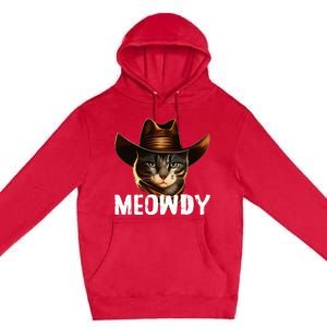 Meowdy Cat Cowboy Funny Cat Meme Premium Pullover Hoodie