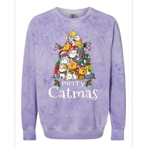 Merry Catmas  Cat Dad Cat Mom Christmas Cat  Colorblast Crewneck Sweatshirt