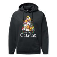 Merry Catmas  Cat Dad Cat Mom Christmas Cat  Performance Fleece Hoodie