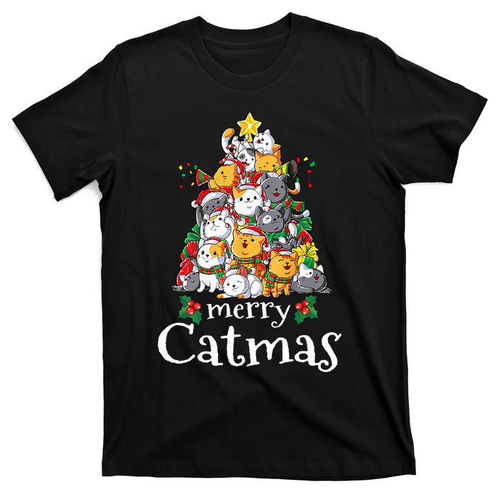 Merry Catmas  Cat Dad Cat Mom Christmas Cat  T-Shirt