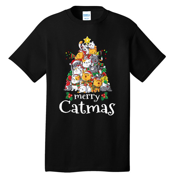 Merry Catmas  Cat Dad Cat Mom Christmas Cat  Tall T-Shirt