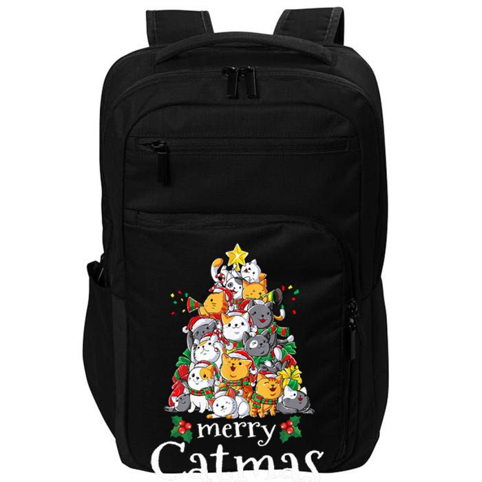 Merry Catmas  Cat Dad Cat Mom Christmas Cat  Impact Tech Backpack