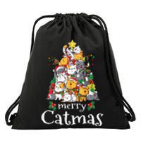 Merry Catmas  Cat Dad Cat Mom Christmas Cat  Drawstring Bag