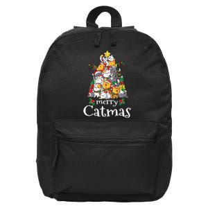 Merry Catmas  Cat Dad Cat Mom Christmas Cat  16 in Basic Backpack