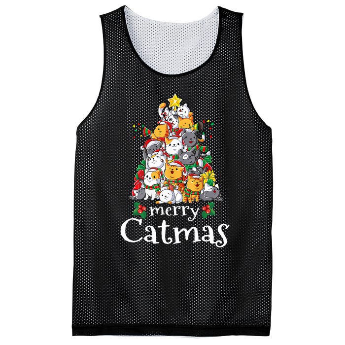 Merry Catmas  Cat Dad Cat Mom Christmas Cat  Mesh Reversible Basketball Jersey Tank