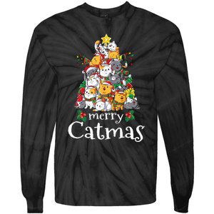 Merry Catmas  Cat Dad Cat Mom Christmas Cat  Tie-Dye Long Sleeve Shirt