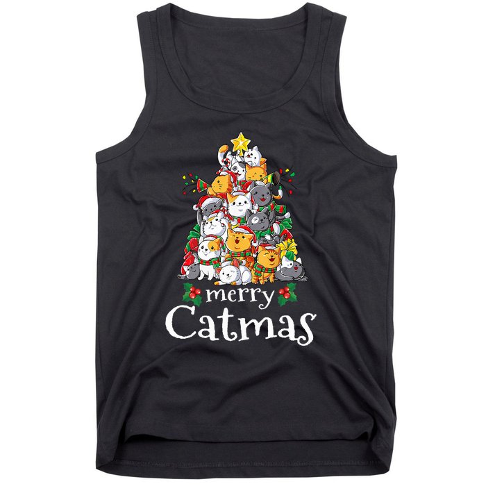 Merry Catmas  Cat Dad Cat Mom Christmas Cat  Tank Top