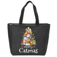 Merry Catmas  Cat Dad Cat Mom Christmas Cat  Zip Tote Bag