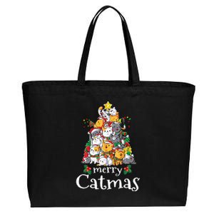 Merry Catmas  Cat Dad Cat Mom Christmas Cat  Cotton Canvas Jumbo Tote