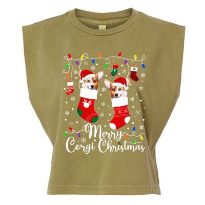 Merry Corgi Christmas Corgi Xmas Party Corgi Gift Garment-Dyed Women's Muscle Tee