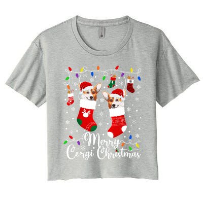 Merry Corgi Christmas Corgi Xmas Party Corgi Gift Women's Crop Top Tee