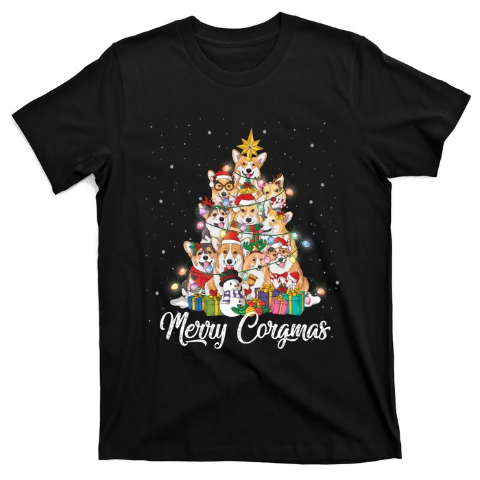 Merry Corgmas Corgi Christmas Tree Fairy Lights Dog Lover Funny Gift T-Shirt