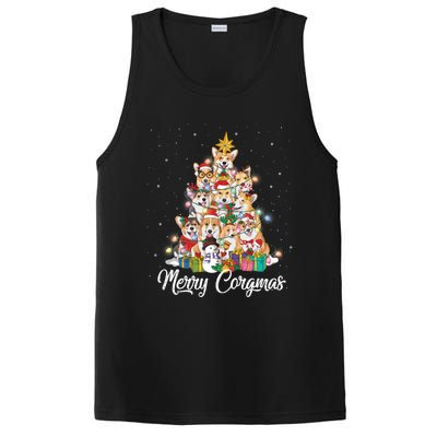 Merry Corgmas Corgi Christmas Tree Fairy Lights Dog Lover Funny Gift PosiCharge Competitor Tank