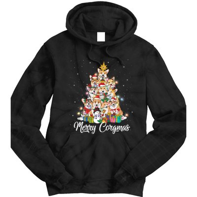 Merry Corgmas Corgi Christmas Tree Fairy Lights Dog Lover Funny Gift Tie Dye Hoodie