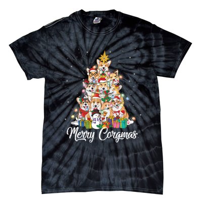 Merry Corgmas Corgi Christmas Tree Fairy Lights Dog Lover Funny Gift Tie-Dye T-Shirt