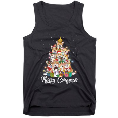 Merry Corgmas Corgi Christmas Tree Fairy Lights Dog Lover Funny Gift Tank Top