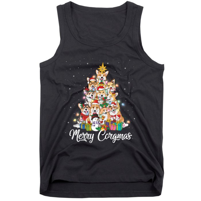 Merry Corgmas Corgi Christmas Tree Fairy Lights Dog Lover Funny Gift Tank Top