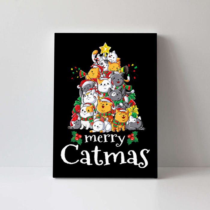 Merry Catmas  Cat Dad Cat Mom Christmas Cat  Canvas