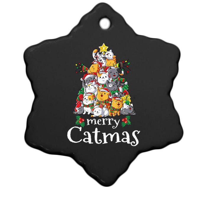 Merry Catmas  Cat Dad Cat Mom Christmas Cat  Ceramic Star Ornament