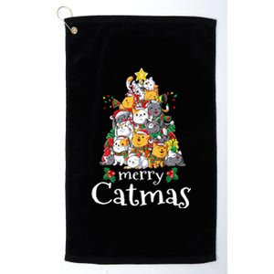 Merry Catmas  Cat Dad Cat Mom Christmas Cat  Platinum Collection Golf Towel