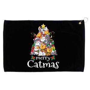 Merry Catmas  Cat Dad Cat Mom Christmas Cat  Grommeted Golf Towel