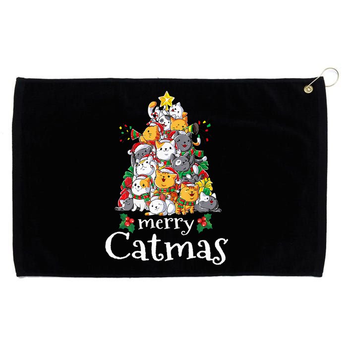 Merry Catmas  Cat Dad Cat Mom Christmas Cat  Grommeted Golf Towel