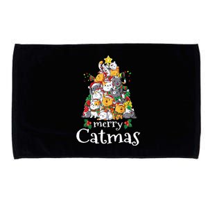 Merry Catmas  Cat Dad Cat Mom Christmas Cat  Microfiber Hand Towel