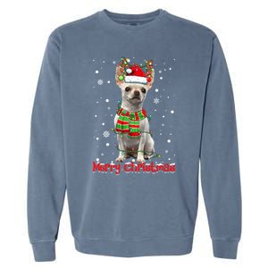 Merry Christmas Cute Chihuahua Dog Xmas Lights Pajama Great Gift Garment-Dyed Sweatshirt