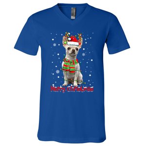 Merry Christmas Cute Chihuahua Dog Xmas Lights Pajama Great Gift V-Neck T-Shirt