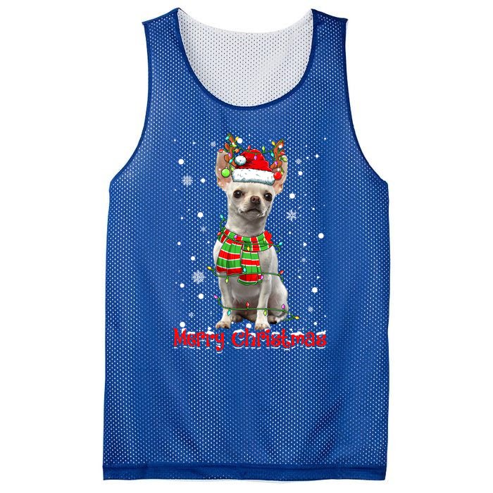 Merry Christmas Cute Chihuahua Dog Xmas Lights Pajama Great Gift Mesh Reversible Basketball Jersey Tank