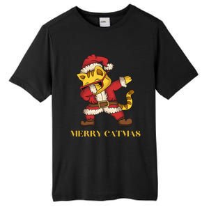 Merry Catmas - Christmas Cat in Santa Outfit. Cat Lovers Tall Fusion ChromaSoft Performance T-Shirt