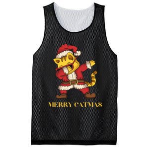 Merry Catmas - Christmas Cat in Santa Outfit. Cat Lovers Mesh Reversible Basketball Jersey Tank