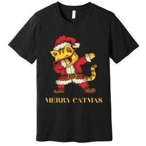 Merry Catmas - Christmas Cat in Santa Outfit. Cat Lovers Premium T-Shirt