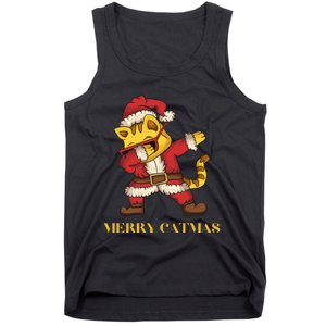 Merry Catmas - Christmas Cat in Santa Outfit. Cat Lovers Tank Top